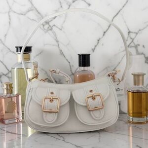 🌟Coach White Crossbody Bag with Gold Accents